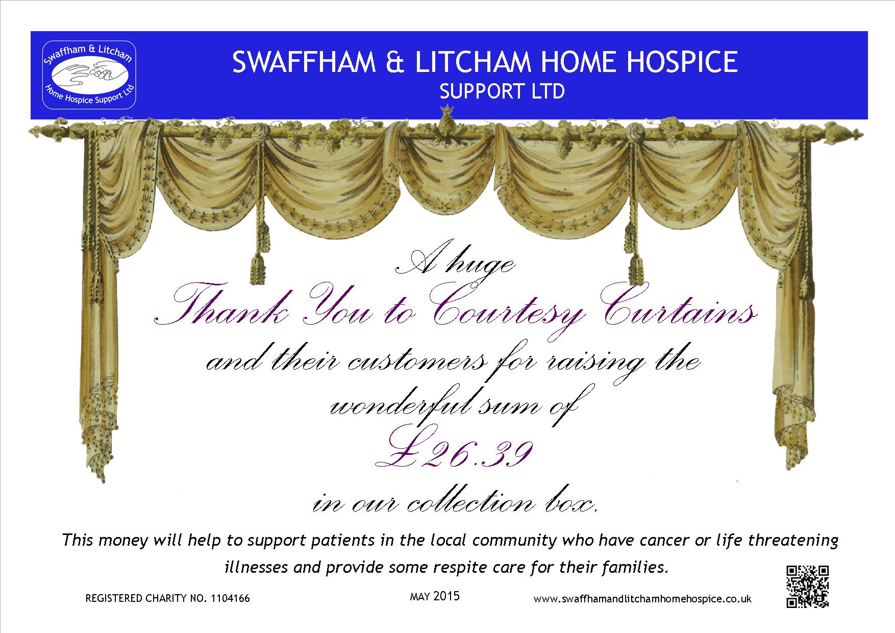 Donated by staff and customers of Courtesy Curtains, Swaffham