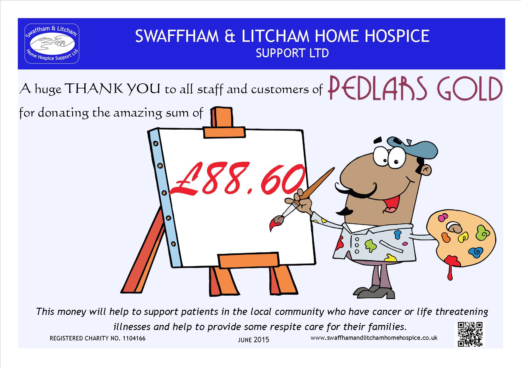 Donations by Staff & Customers of Pedlars Gold Swaffham